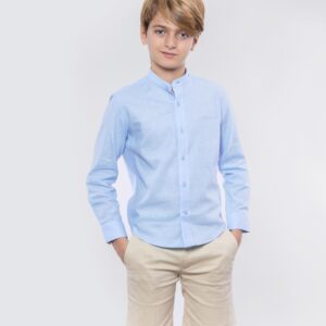 CAMISA MAO LINO CELESTE