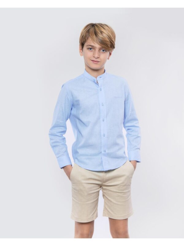 CAMISA MAO LINO CELESTE