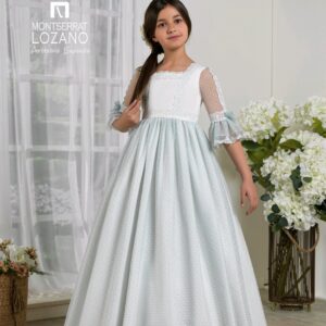 Vestido comunión tul verde 4428 Montserrat Lozano 8 años