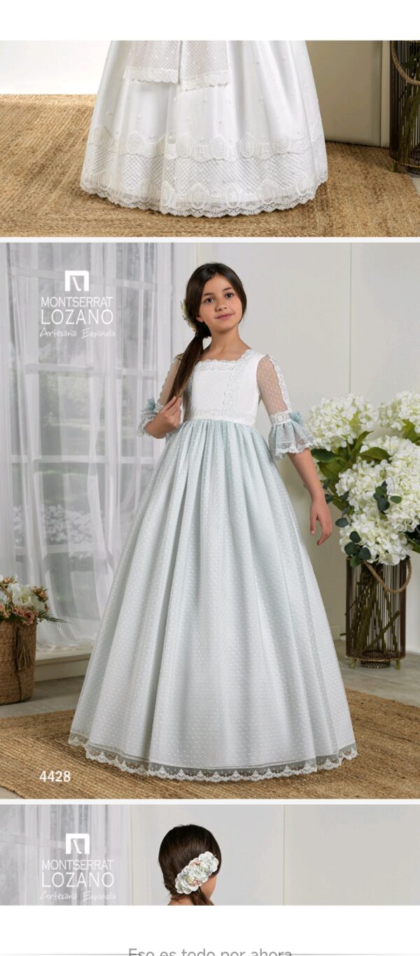 Vestido comunión tul verde 4428 Montserrat Lozano 8 años
