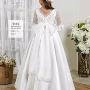 Vestido comunión blanco organza Montserrat Lozano 4454