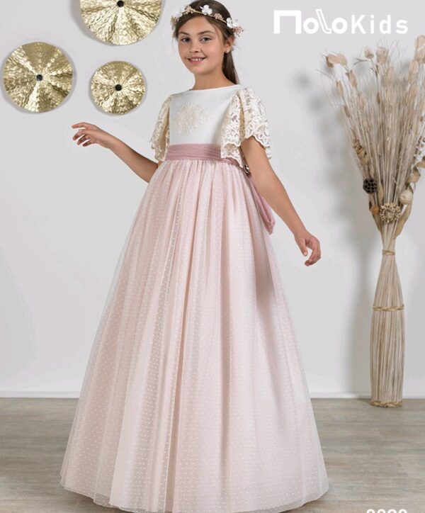 Vestido tul plumeti rosa empolvado molokids talla 10 años. - Imagen 2