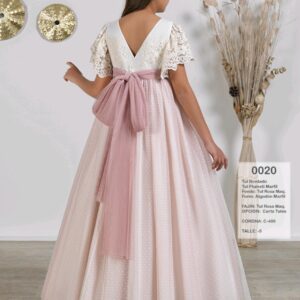 Vestido tul plumeti rosa empolvado molokids talla 10 años.