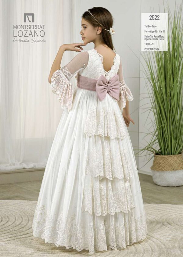 vestido de comunión Montserrat Lozano 2522  talla 10 años. - Imagen 2